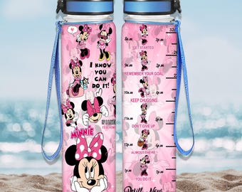 Disney Minnie Water Tracker Flasche, Mickey & Friends Wasserflasche, Minnie Maus 32 Unzen Flasche, Disney Sportflasche, Magic Kingdom Flasche