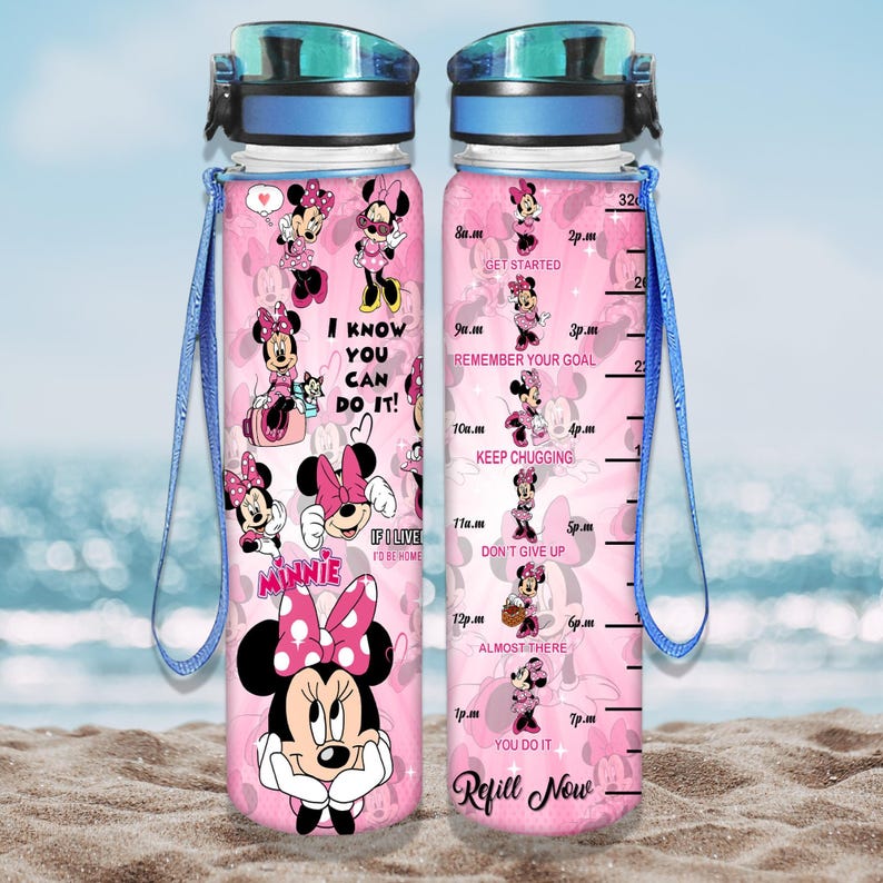 Disney Minnie Water Tracker Bottle, Mickey & Friends Water Bottle, Minnie Mouse 32oz Bottle, Disney Sport Bottle, Magic Kingdom Bottle