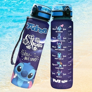 Stitch Water Bottle, Custom Stitch Water Bottle, Stitch 32oz Water Bottle, Disney Stitch Bottle, Water Tracker Bottle, Fitness Bottle