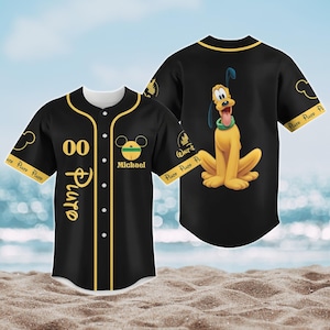 Custom Pluto Baseball Jersey, Pluto Dog Jersey Shirt, Disney Cartoon Baseball Shirt, Pluto Fan Tee, Theme Park Outfit