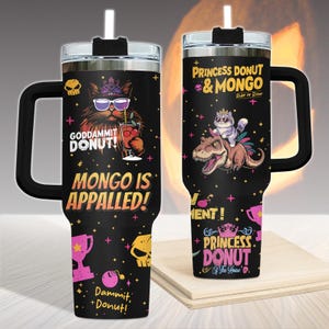 Princess Donut And Mongo 40oz Tumbler, Dungeon Crawler Carl Stainless Tumbler, Fantasy Book Drinkware Tumbler, Bookish Tumbler