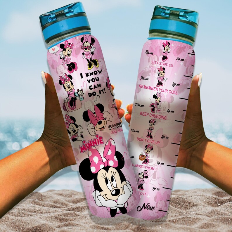Disney Minnie Water Tracker Bottle, Mickey & Friends Water Bottle, Minnie Mouse 32oz Bottle, Disney Sport Bottle, Magic Kingdom Bottle