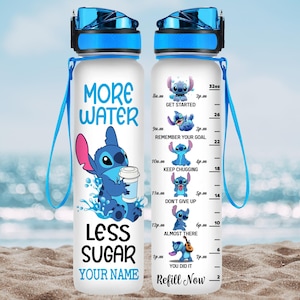 Custom Stitch Water Bottle, Lilo And Stitch Water Tracker Bottle, Magic Kingdom Drinkware Bottle, Ohana Means Family Sport Water Bottle