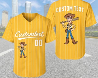Camiseta de béisbol personalizada del equipo Woody, camiseta a juego de Woody de Disney, camiseta de Toy Story, atuendo para vacaciones familiares, Magic Kingdom