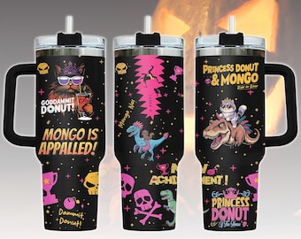 Princess Donut And Mongo 40oz Tumbler, Dungeon Crawler Carl Stainless Tumbler, Fantasy Book Drinkware Tumbler, Bookish Tumbler