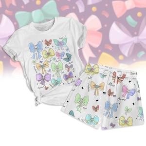 Coquette Bows Watercolor Disney Princess Shirt Shorts Women, Disney Aurora Ariel Belle Cinderella Tiana Shirt, Magic Kingdom Disneyland