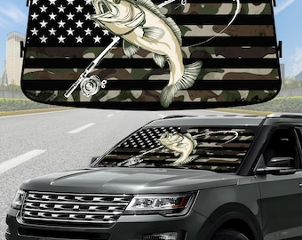 Solskydd för fiskare, roligt solskydd för vindrutan, tillbehör till bil för abborrfiske, dekoration för utomhussportbilar, present till honom