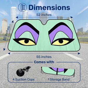 Maleficent Car Sunshade, Disney Villains Windshield Shade, Villain Inspired Auto Sun Shade, Disney Halloween Car Decor, Magic Kingdom
