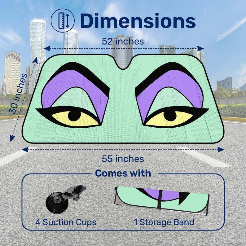 Maleficent Car Sunshade, Disney Villains Windshield Shade, Villain Inspired Auto Sun Shade, Disney Halloween Car Decor, Magic Kingdom