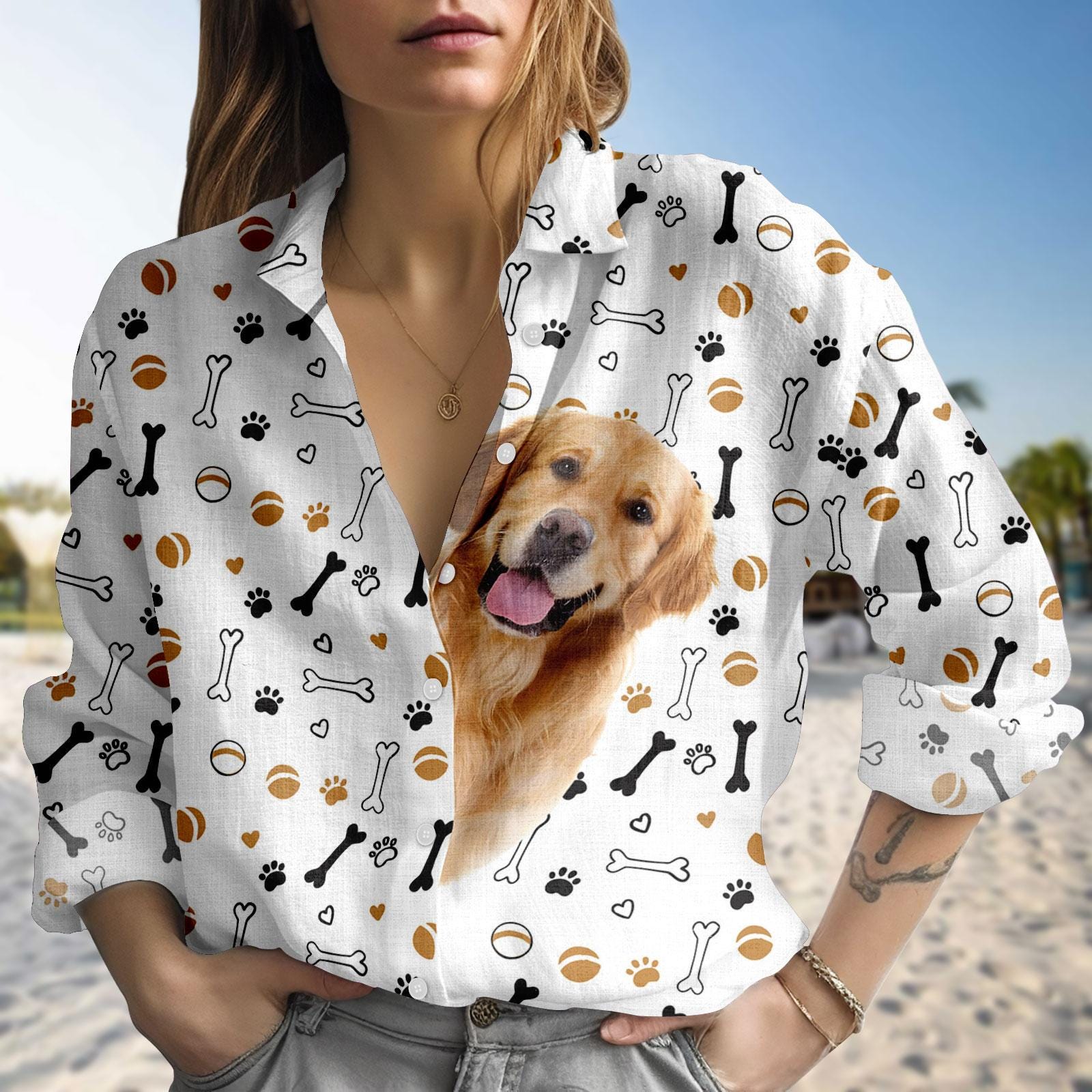 Dog Print Blouse - Etsy UK
