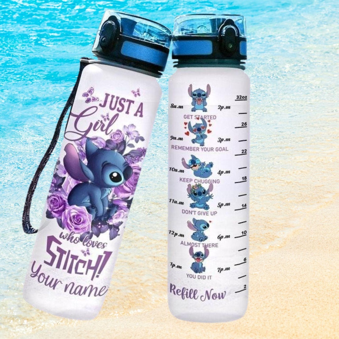 Personalized Stitch Water Bottle, Just A Girl Who Loves Stitch Bottle ...
