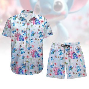 Lilo And Stitch Beach Holiday Hawaiian Shirt, Stitch Cartoon Character Hawaii Shirt, Magic Kingdom Button Up Shirt, Summer Family Trip