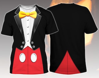 Mickey Tuxedo Costume Tshirt, Disney Mickey Mouse Cosplay Shirt, Fancy Mickey Halloween Tee, Character Outfit For Fan, Disney Cosplay