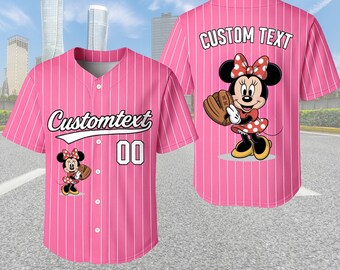 Personalisiertes Minnie Team Baseball Jersey, Mickey Minnie Passendes Jersey Shirt, Disney Jersey, Familienurlaub Outfit, Magic Kingdom