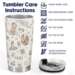 Ariel 20oz Tumbler, Princess Skinny Tumbler, Disney Gift For Woman, Magical Stainless Steel Tumbler, Birthday Gift