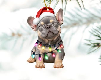 French Bulldog Christmas Ornament, Dog Family Ornament, Cute Puppy Christmas Tree Decor, Pet Lover Holiday Decor, Christmas Gift