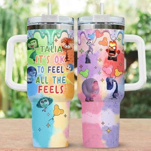 Vaso Disney Inside Out de 40 oz, vaso It&#39;s Okay To Feel All The Fell, vaso de acero inoxidable Disney Family Vacation