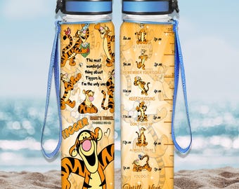 Disney Tigger Water Tracker Bottle, Winnie The Pooh Water Bottle, Tigger Tiger Sport Bottle, Disney Character Daily Water Tracker