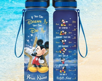 Custom Mickey Mouse Disney Water Bottle, Funny Mickey 32oz Water Tracker Bottle, Mickey Bottle, Mickey Drink Bottle, Disneyland Trip Gi