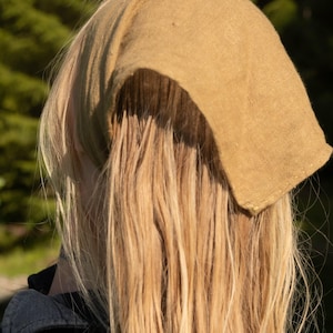 Hemp Kerchief - Soft Hemp Scarf, Lightweight Gauze Olive Green Headscarf - Handmade Hemp Headwear