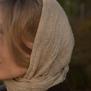Hemp Hood, 100% Hemp - Rustic Hemp Scarf, Natural Hair Cover, Hemp Hair Wrap, Big Triangle Scarf – Handmade Hemp