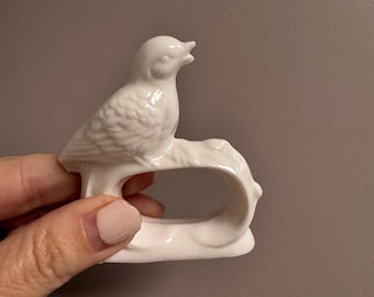 Vintage Ceramic Bird Napkin Rings - Cottage Farmhouse Decor, Set of 6