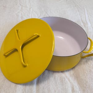 Vintage Dansk Kobenstyle Casserole: Yellow Enamel, Jens Quistgaard MCM Design