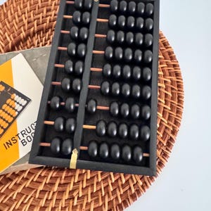 Vintage Black Wood Abacus, Made In Japan with Instruction Booklet and Original Box, Rare Find