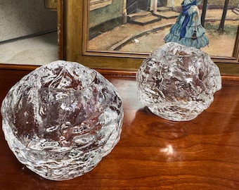Kosta Boda Style Ice Glass Votive Candle Holders Set Scandinavian