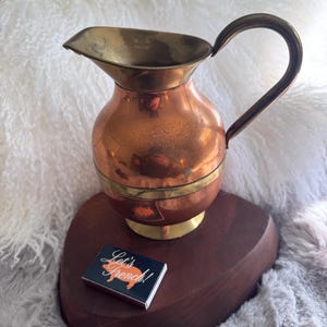 Copper Pitcher Made in England with Gold Detailing, Copper Vase, Country Decor