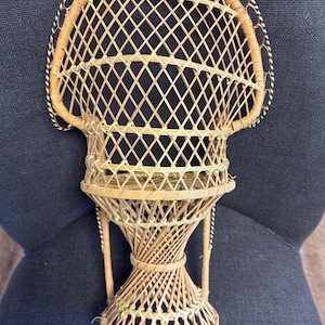 Wicker, Rattan Doll Chair, Vintage Peacock Chair, Plant Stand, Boho Decor, Kids Room Decor
