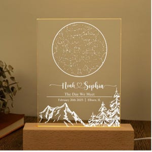 Mappa stellare personalizzata per data luce notturna-Luci notturne mappa stellare del giorno in cui ci siamo incontrati-Regalo di coppia personalizzato-Mappa delle costellazioni personalizzata regalo di anniversario