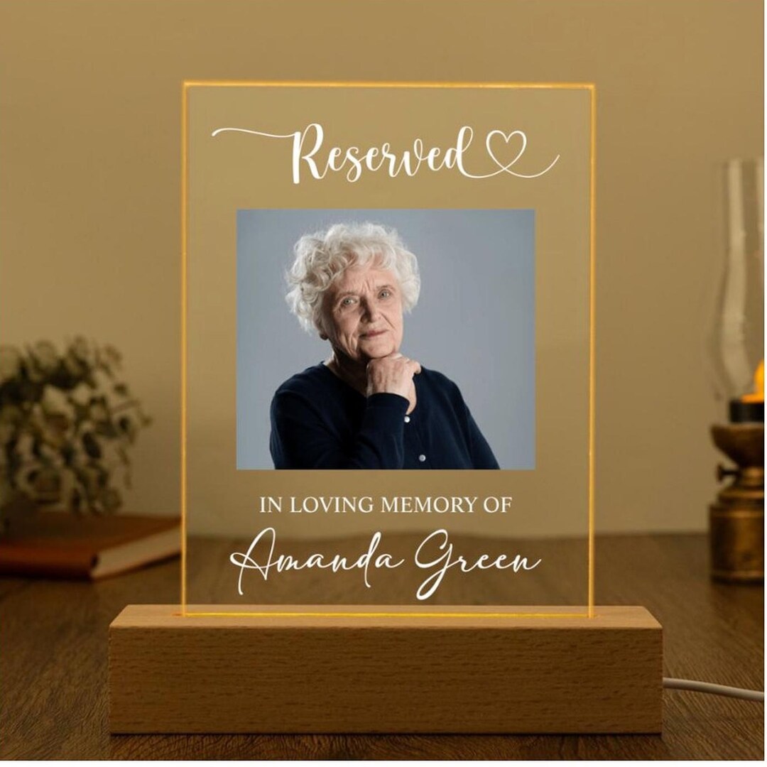Personalized Photo Memorial Plaque Night Light, Remembrance in Loving ...