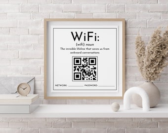 Customizable WiFi QR Code Sign – Home, Store, Business Decor