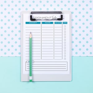 Student Homework and Assignment Tracker - Printable Template for Effective Organization - 8.5x11 - ADHD & Executive Functioning Support