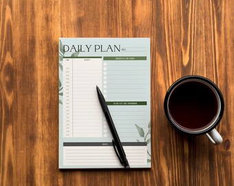 Planificador diario de hojas azules y verdes: plantilla imprimible (8,5 x 11)