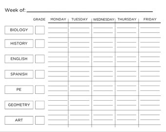 Agenda per studenti adatta all'ADHD: agenda settimanale con funzionamento esecutivo per una migliore gestione della concentrazione e del tempo - PDF stampabile