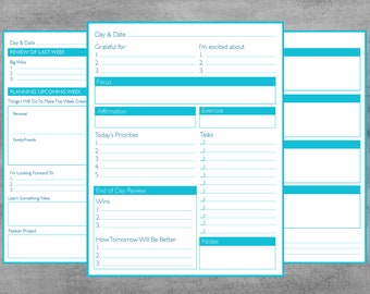 Aqua Productivity Planner for Print or Digital to Organize Your Chaos