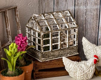 1:12 miniature dollhouse decoration mini green house