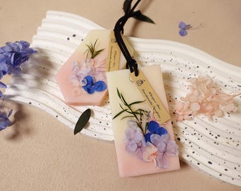 Handmade Rose Soy Wax Sachet with Dried Flowers, Floral Closet Freshener