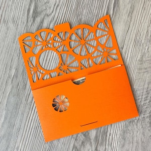 Orangefarbene Cricut Bargeld Umschlag Vorlage, Hochzeit Geldhalter im Zitrus-Zitronen Stil, Laser geschnitten Geburtstagsgeschenke, Cameo Papierschnitt, cdr ai dxf pdf