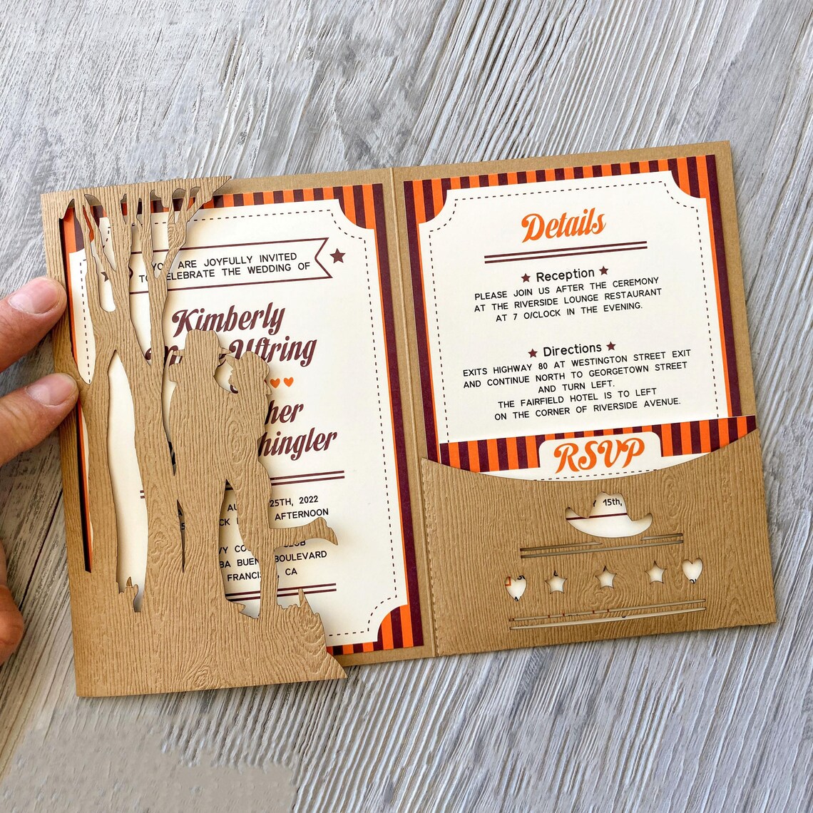 Cowboy Couple Western Party Svg Wedding Invitation Tri-fold Template ...