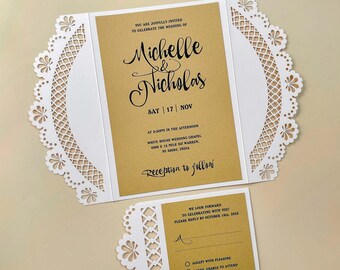 Szablon zaproszenia cricut lace svg i karta rsvp, rustykalne zaproszenie ślubne wycinane laserowo składane na imprezę w stylu country, wycinany kamea cdr dxf ai pdf