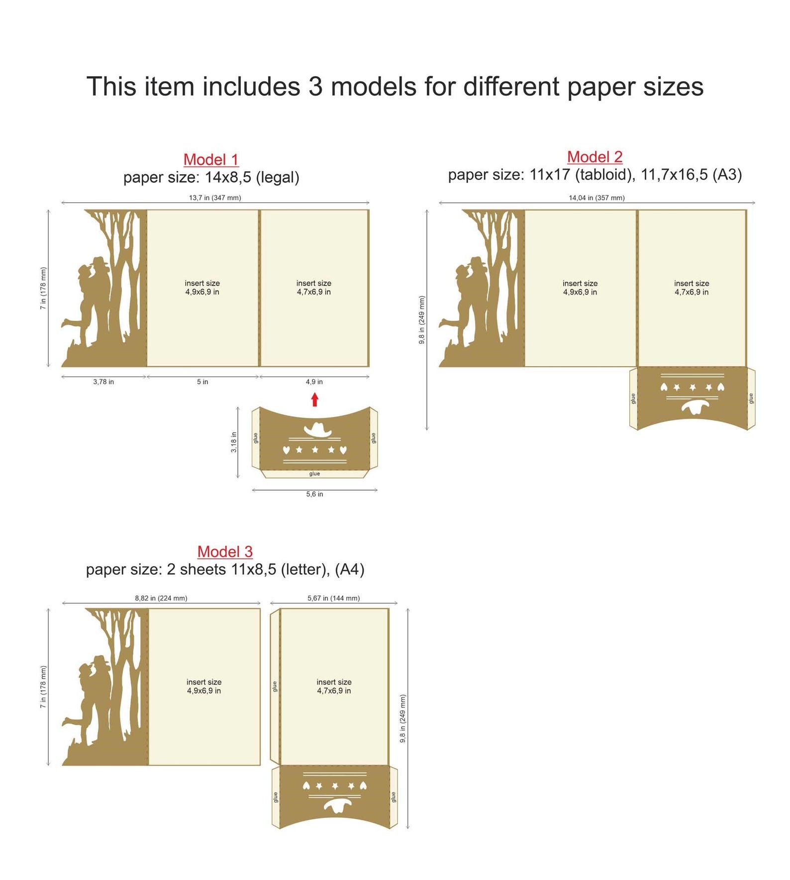 Cowboy Couple Western Party Svg Wedding Invitation Tri-fold Template ...