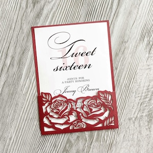Blume rose Cricut Tasche Hochzeit Einladungskarte svg Vorlage, 15x20 quinceanera sweet 16 Laser cut Panel Tasche Umschlag Kamee Papierschnitt dxf ai