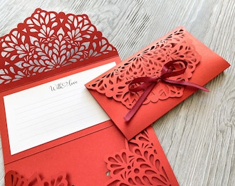 Cash envelope svg template cricut, Money holder for beautiful wedding or birthday gifts with wishes card, Laser cut, papercut (cdr, ai, dxf)