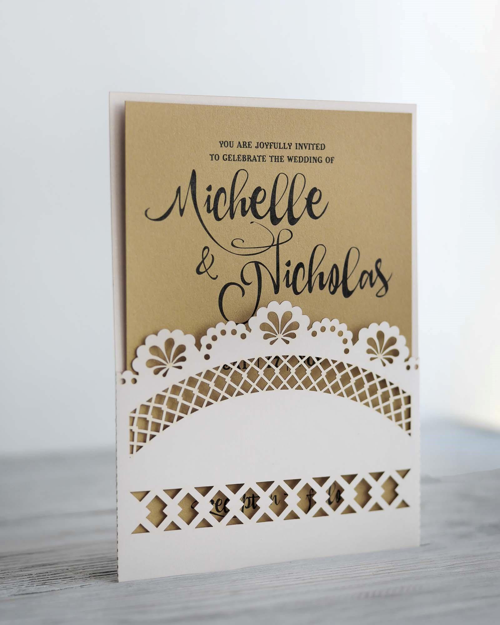 6 Panel Invite Two Rustic Svg Wedding Invitation Templates, Cricut Lace Panel Country ...