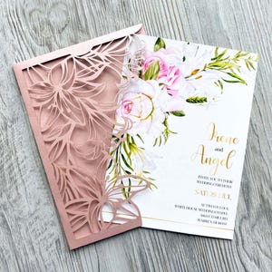 Modèle svg 5 x 7, fleurs de lys, enveloppe de poche à panneau unique Lily cricut, découpe laser camée papercut, fichiers dxf ai cdr pdf