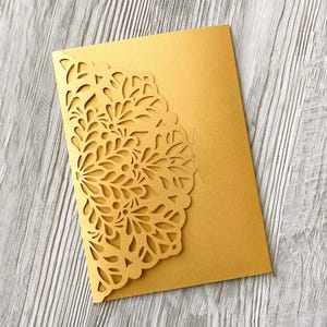 Cricut sprig ornament flower svg wedding invitation template, Trifold 5x7 laser cut pocket envelope, Papercut cameo cdr ai dxf pdf svg files