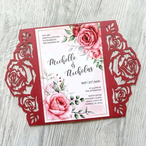 Hochzeitseinladung und Antwortkarte, Laser cut sweet 16 quinceanera Cricut lädt ein Papierschnitt Cameo dxf pdf ai